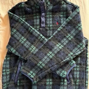 Polo by Ralph Lauren Men’s Green Plaid Fleece Pullover - XL
